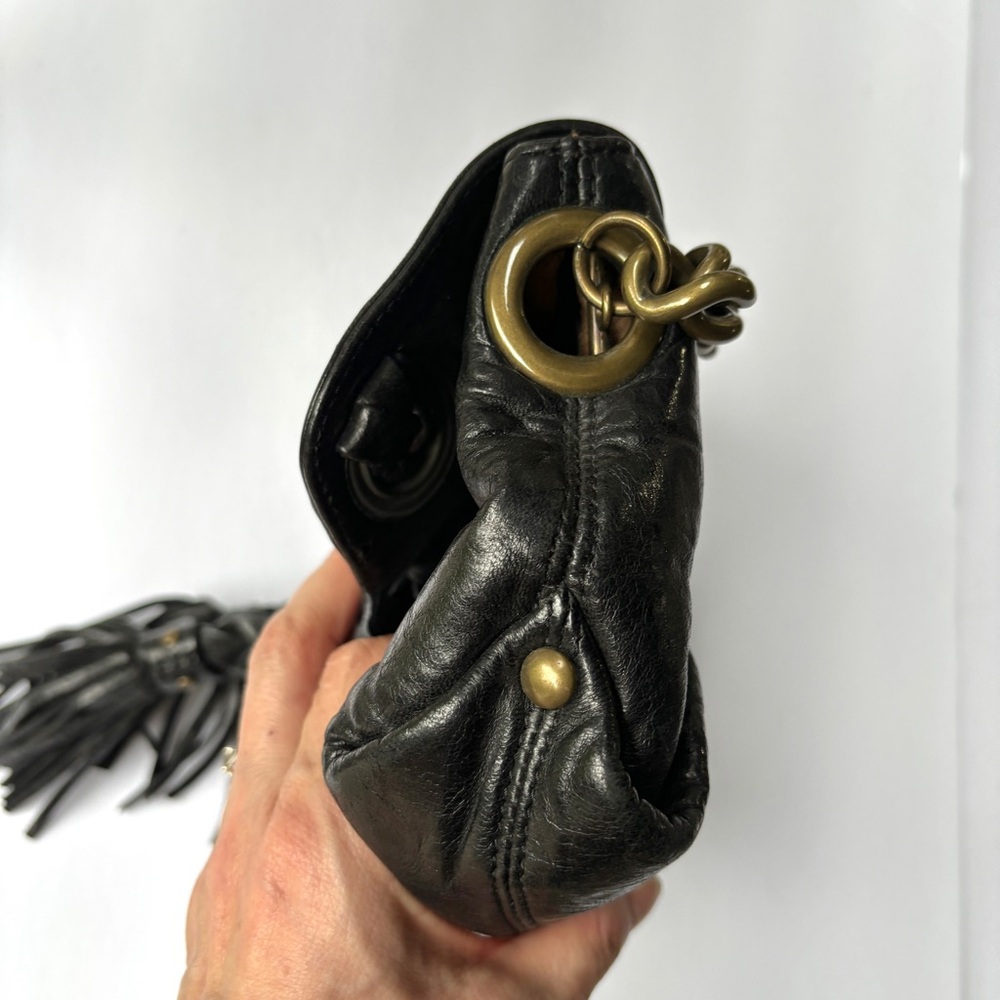 Kooba Black Leather Bag with Gold Chain - Picture 9 of 16